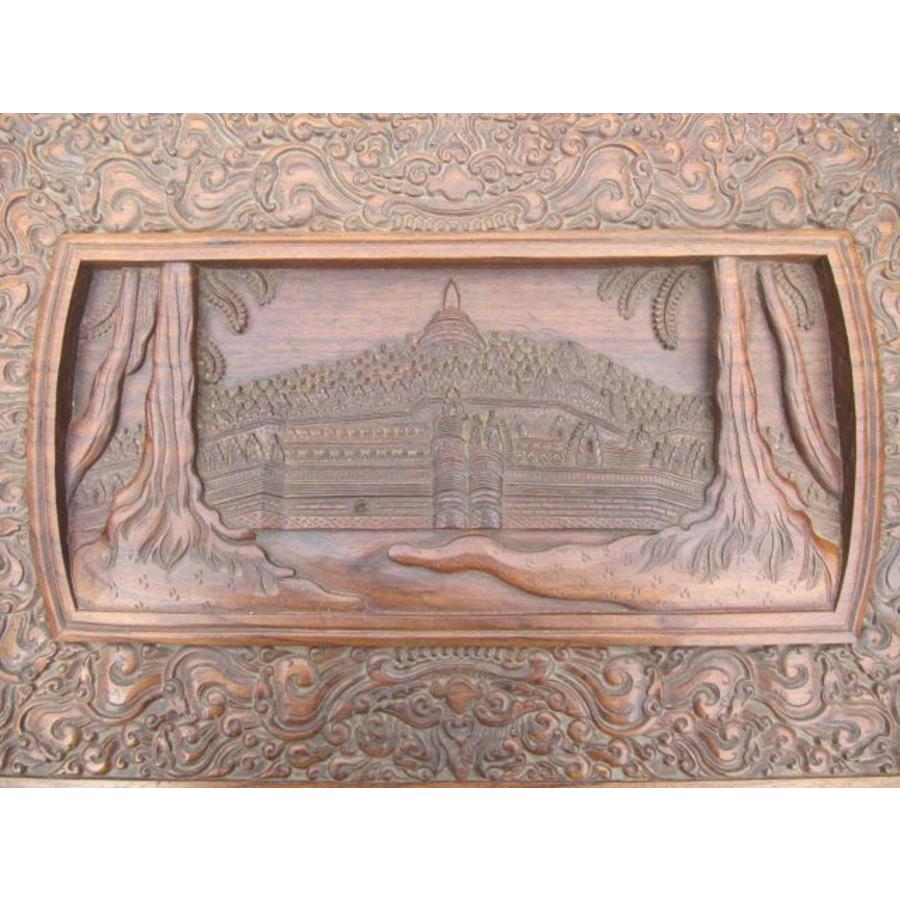 Antieke naaikist uit 1920 met sierlijk houtsnijwerk en vakverdeling-9