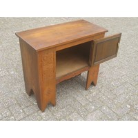 thumb-Vintage eikenhouten kastje met houtsnijwerk en deurtjerk-3