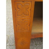 thumb-Vintage eikenhouten kastje met houtsnijwerk en deurtjerk-4