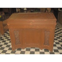 thumb-Antiek grenen sta-bureau – Toonbank met kastjes, laden en klep-2