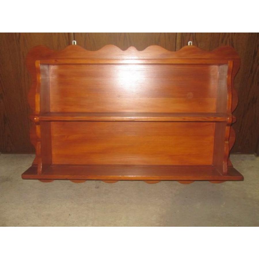 Massief grenenhouten schappenkast met 2 vakken en sierlijke rand-2