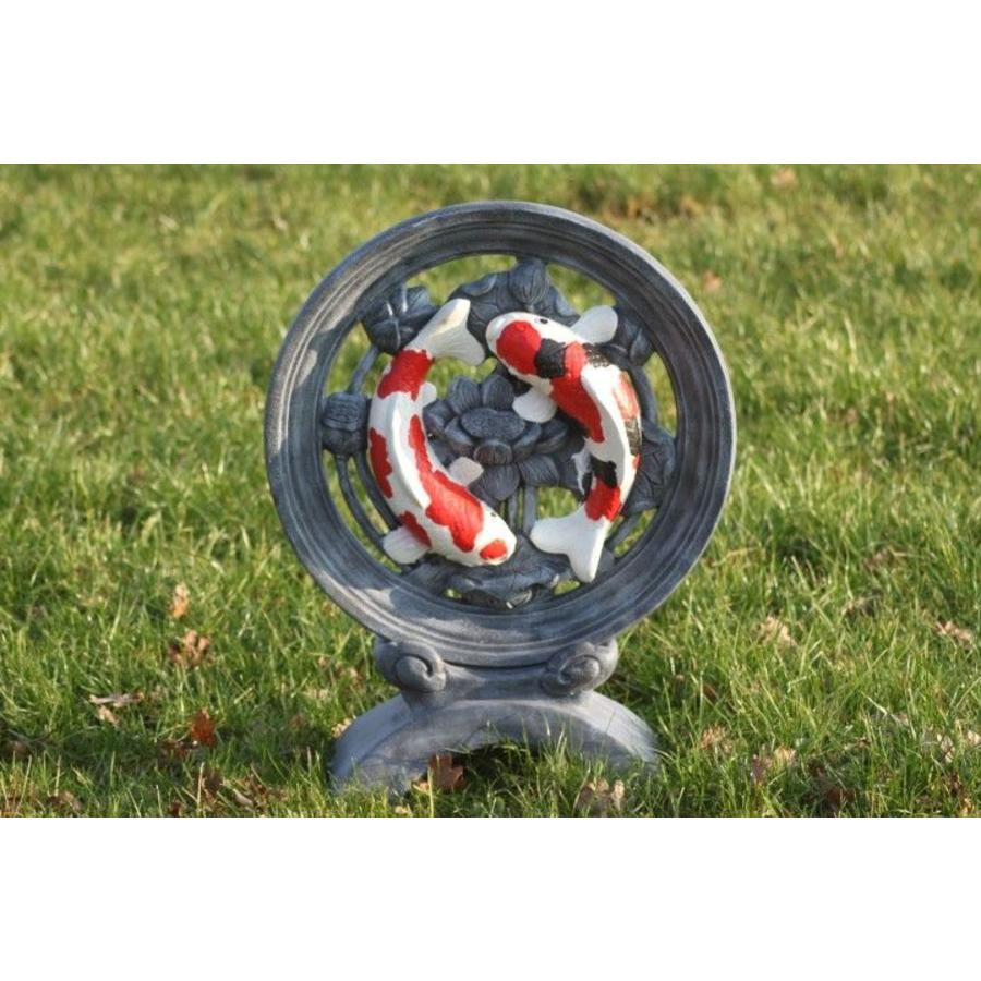 Koi-wiel yin yang van beton – Decoratief beeld-1