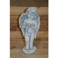 thumb-Betonnen beeld van een staande engel met boek, geschikt voor binnen en buiten-1