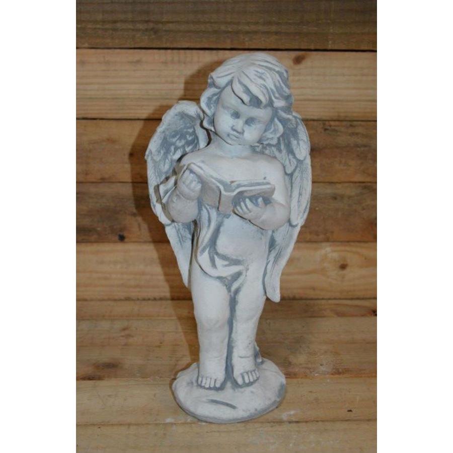 Betonnen beeld van een staande engel met boek, geschikt voor binnen en buiten-1