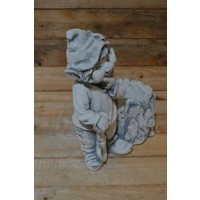 thumb-Betonnen beeld laaf bij boomstam met bloeiend plantje voor terras of tuin-4