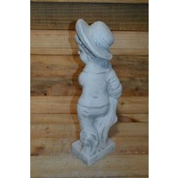 thumb-Betonnen beeld jongetje met strohoed voor tuin of vensterbank-3