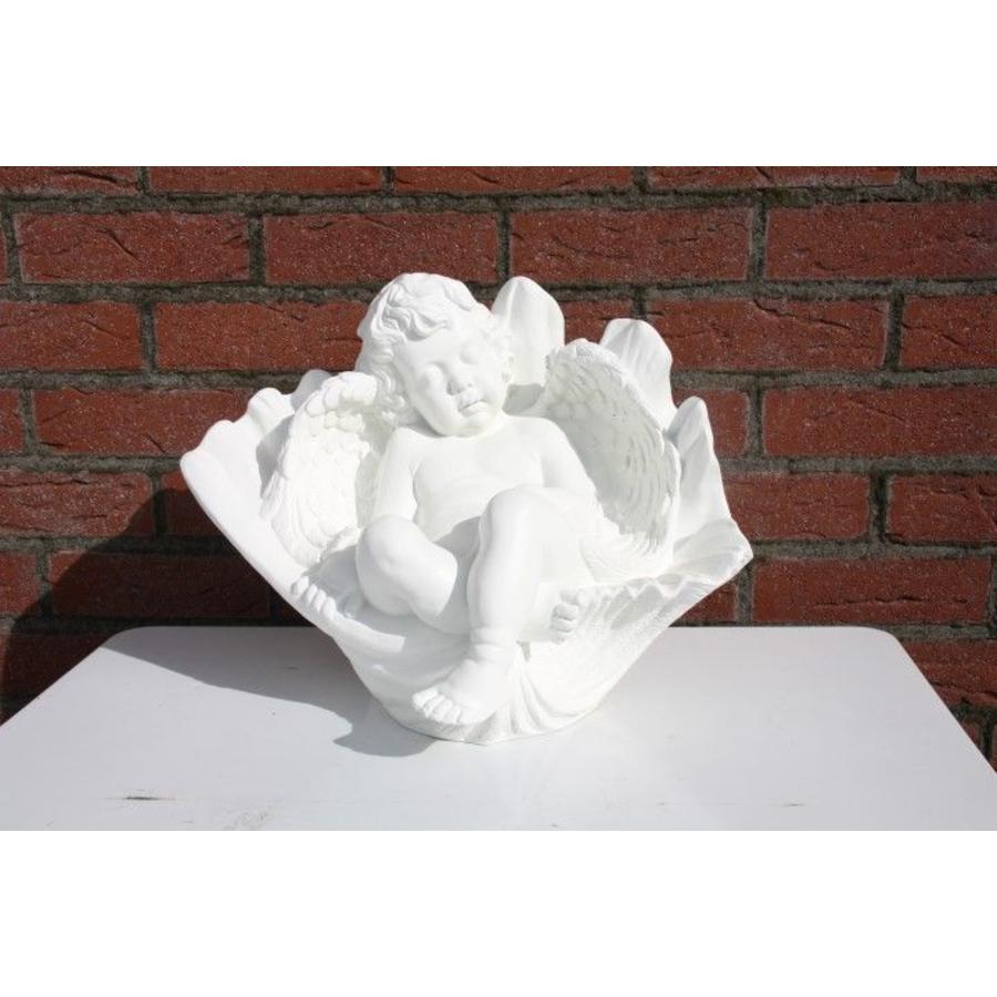 Kunststof cherubijn engel in bloemkelk van polyester-2