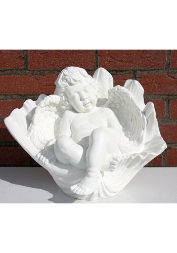 Kunststof cherubijn engel in bloemkelk 
