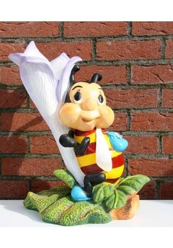 Kunststof vrolijke bij met bloemkelk 