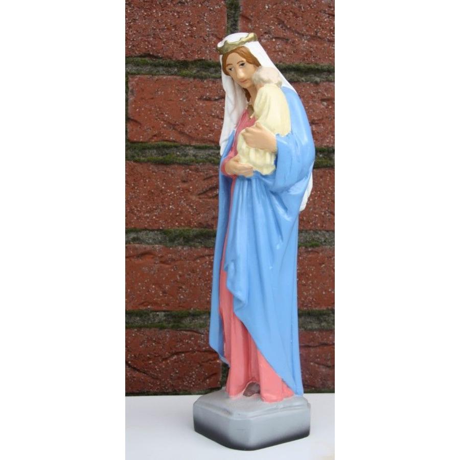 Polyester Madonna met kind – Kleurrijk religieus beeld voor binnen en buiten-3