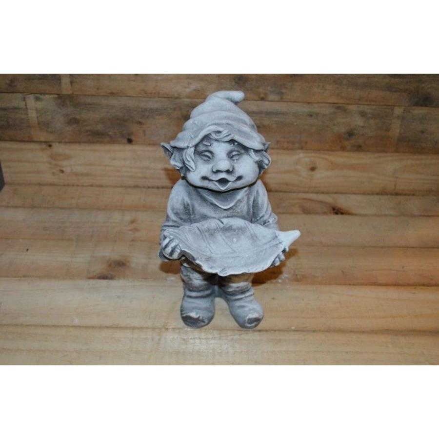 Betonnen beeld laaf met blad – Vogelbad en tuinornament-1