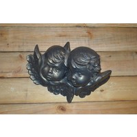 thumb-Betonnen beeld kinderengelen als wanddecoratie in goldwash kleur-1