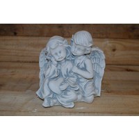 thumb-Betonnen beeld van twee kinderengeltjes met hart-1