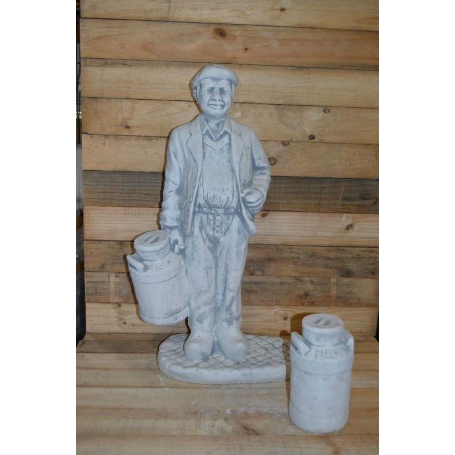 Betonnen beeld boertje met melkbussen – Landelijk tuinbeeld en cadeau-2