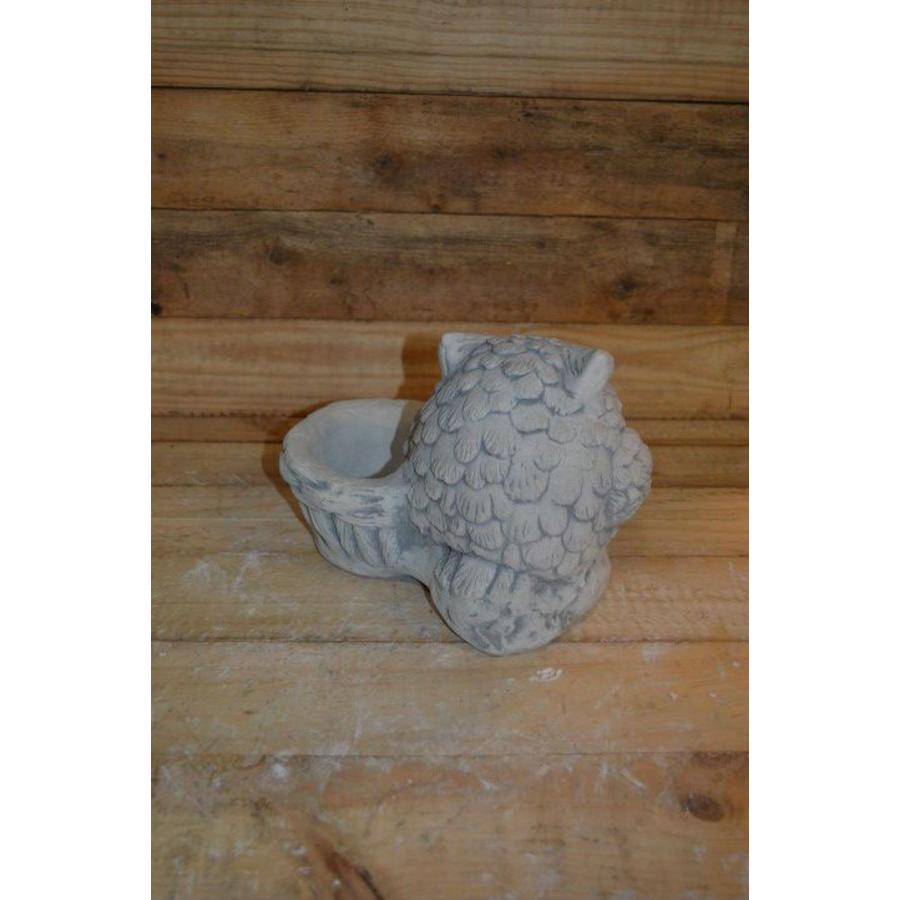 Betonnen beeld uil met plantenbakje – Wijze uil voor tuin of vensterbank-3