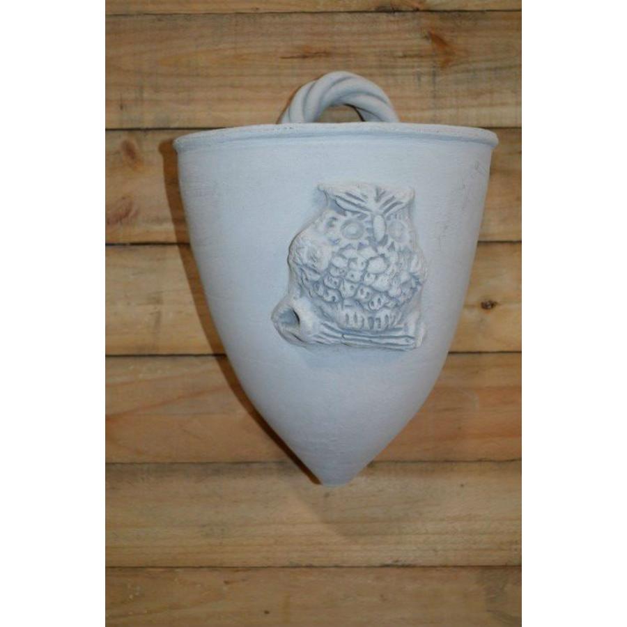 Betonnen hangend bloembakje met uiltje – Wanddecoratie voor binnen en buiten-2