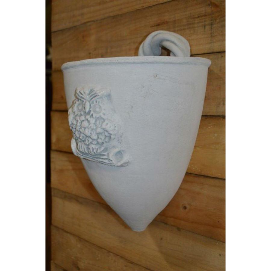 Betonnen hangend bloembakje met uiltje – Wanddecoratie voor binnen en buiten-1