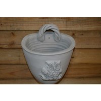 thumb-Betonnen hangend bloembakje met uiltje – Wanddecoratie voor binnen en buiten-3