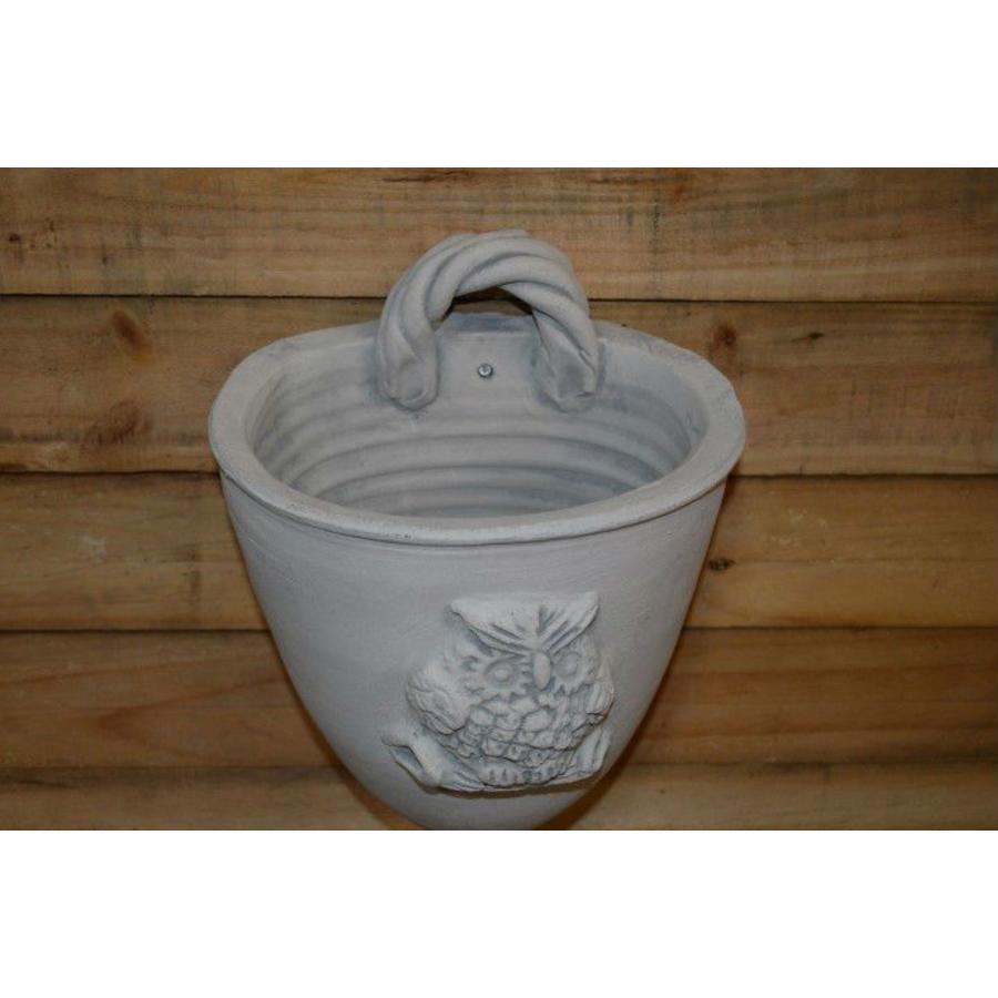 Betonnen hangend bloembakje met uiltje – Wanddecoratie voor binnen en buiten-3