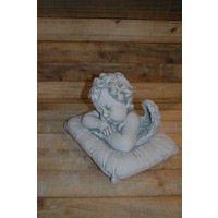 thumb-Betonnen engel op kussen – Slapend decoratief beeld voor binnen en tuin-2