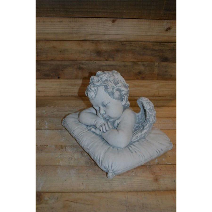 Betonnen engel op kussen – Slapend decoratief beeld voor binnen en tuin-2