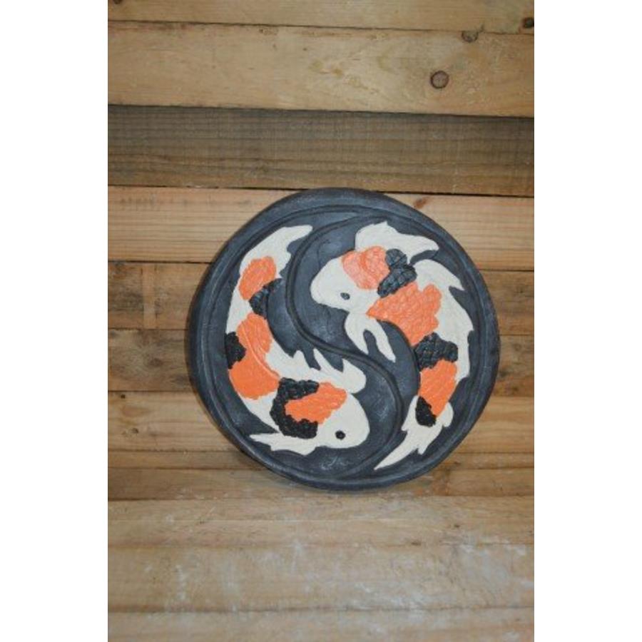 Betonnen stapsteen met Koi karpers – Oosters tuinornament-6
