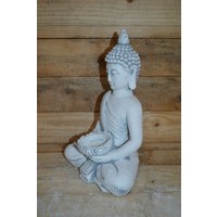 thumb-Betonnen Boeddha in lotus houding – Oosters tuinbeeld met theelicht-2