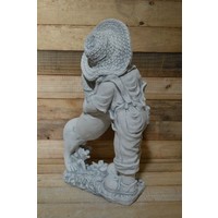 thumb-Betonnen meisje met herdershond – Decoratief tuin- en balkonbeeld-4