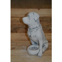 thumb-Betonnen Rottweiler met voerbakje – Decoratief hondenbeeld-2