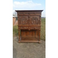 thumb-Antieke Hollandse rozenkast rond 1920 met houtsnijwerk-3