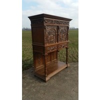 thumb-Antieke Hollandse rozenkast rond 1920 met houtsnijwerk-2