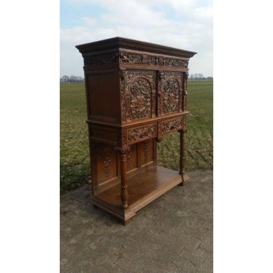 Antieke Hollandse rozenkast rond 1920 met houtsnijwerk-2