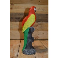 thumb-Betonnen beeld papegaaien – Twee ara’s op boomstronk tuinornament-4