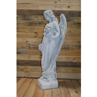 thumb-Betonnen beeld staande engel met bloemen – Tuinbeeld en gedenkornament-3
