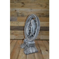 thumb-Betonnen Koi wiel met zwemmende vissen – Yin yang tuinornament-2