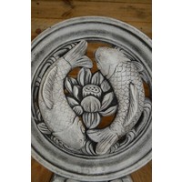 thumb-Betonnen Koi wiel met zwemmende vissen – Yin yang tuinornament-4