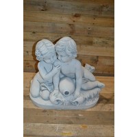 thumb-Kinderen met waterkruik – betonnen beeld watervalletje voor vijver of tuin-1