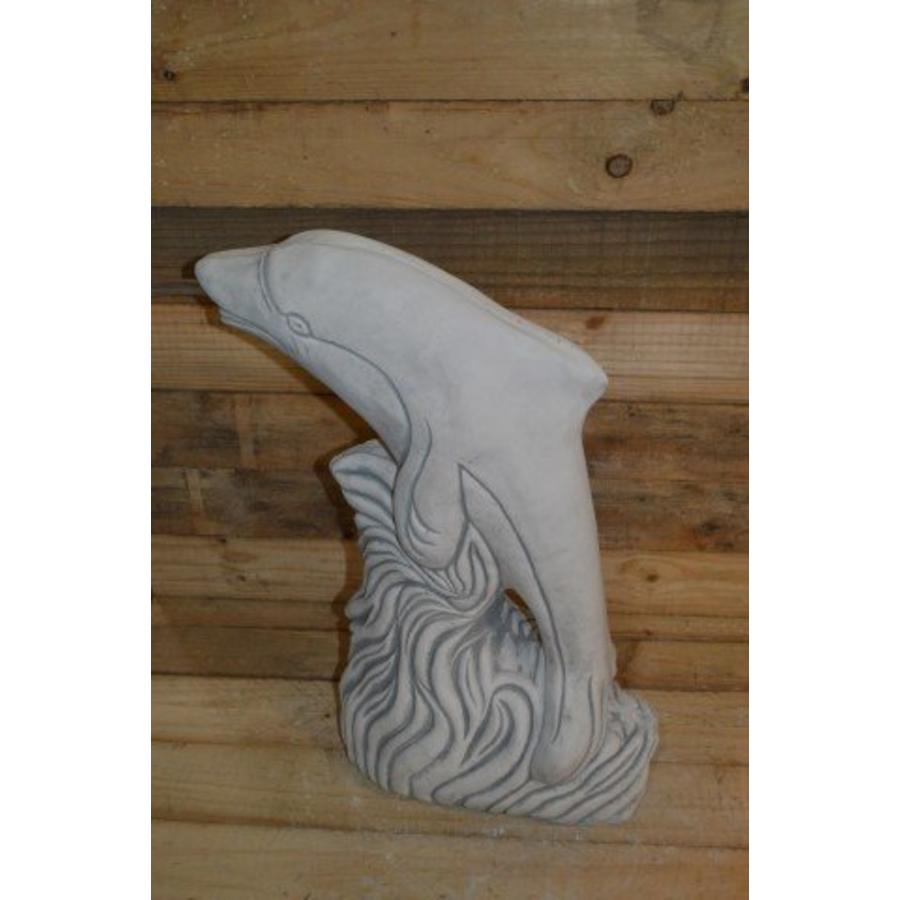 Betonnen beeld dolfijn met waterslang – Waterspuwer voor vijver-4