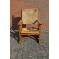 thumb-Massief eiken armstoel met biezen-2