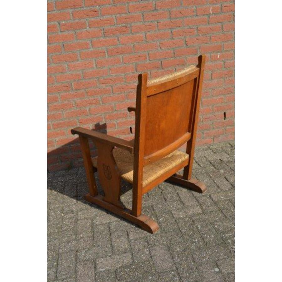 Massief eiken armstoel met biezen-3