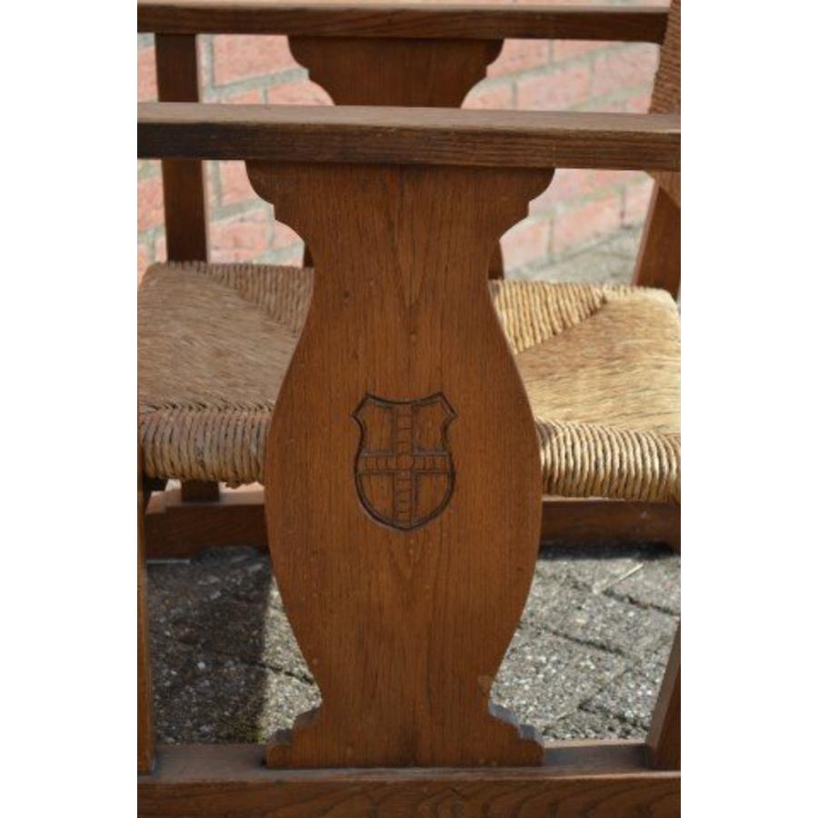 Massief eiken armstoel met biezen-4