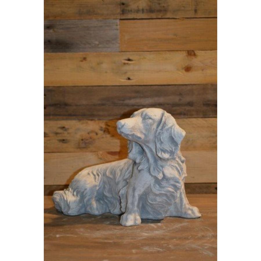 Langharige teckel – betonnen tuinbeeld van gietsteen-1