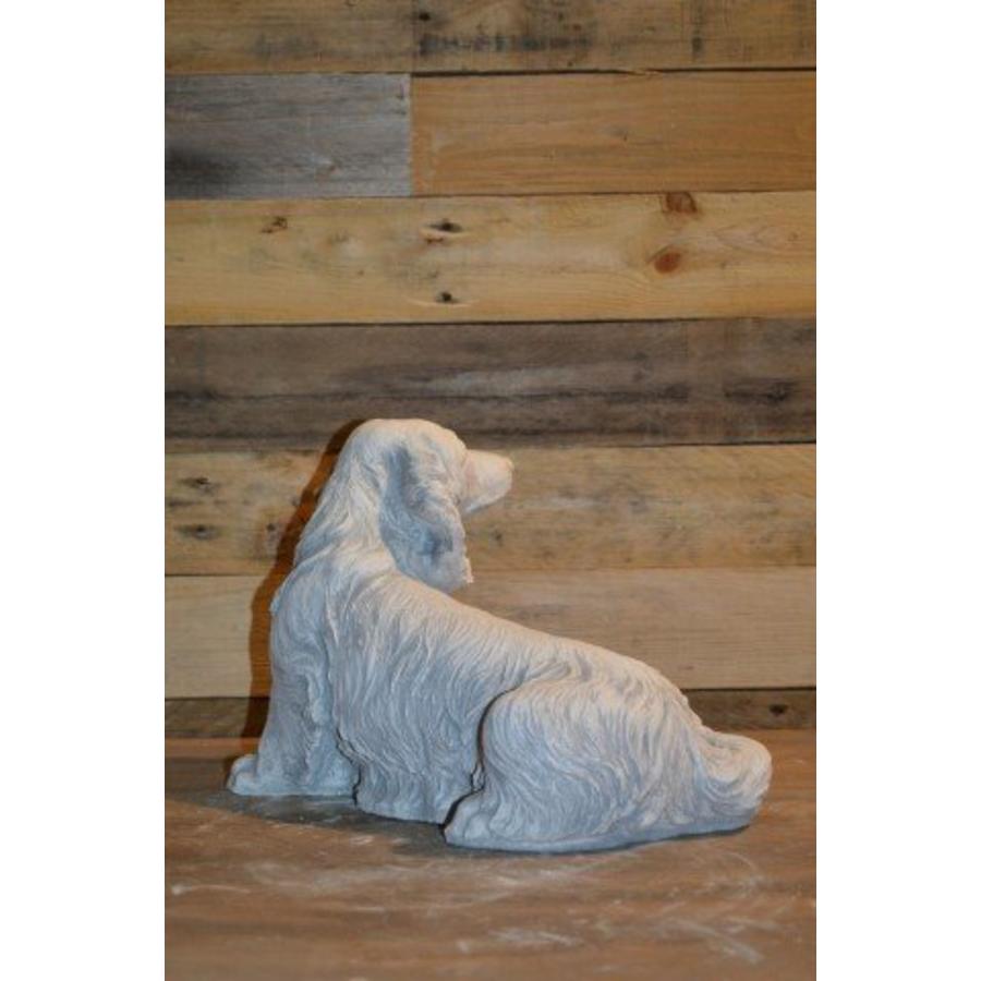 Langharige teckel – betonnen tuinbeeld van gietsteen-3