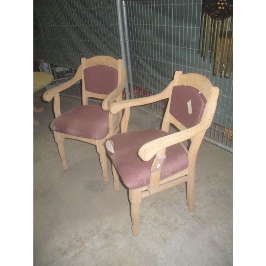 Set van 2 eiken armstoelen – brocante blank gestraald-3