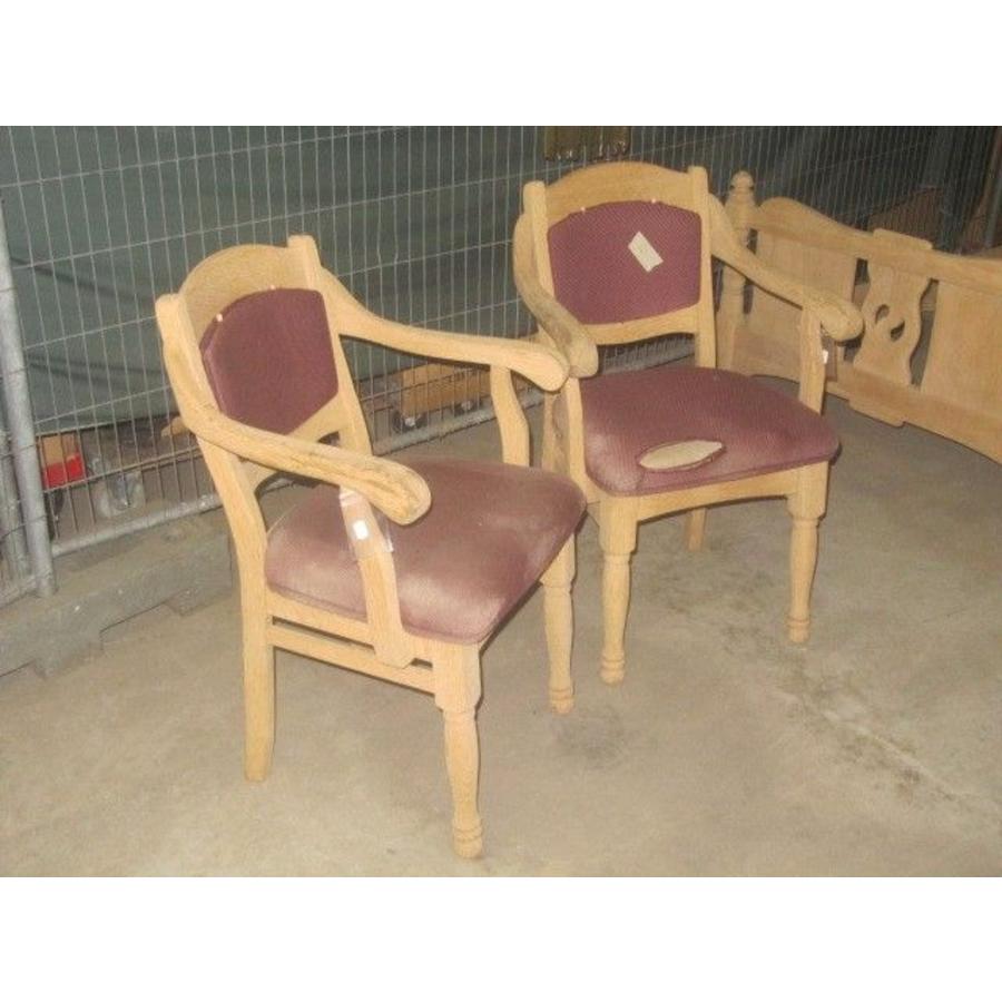 Set van 2 eiken armstoelen – brocante blank gestraald-1
