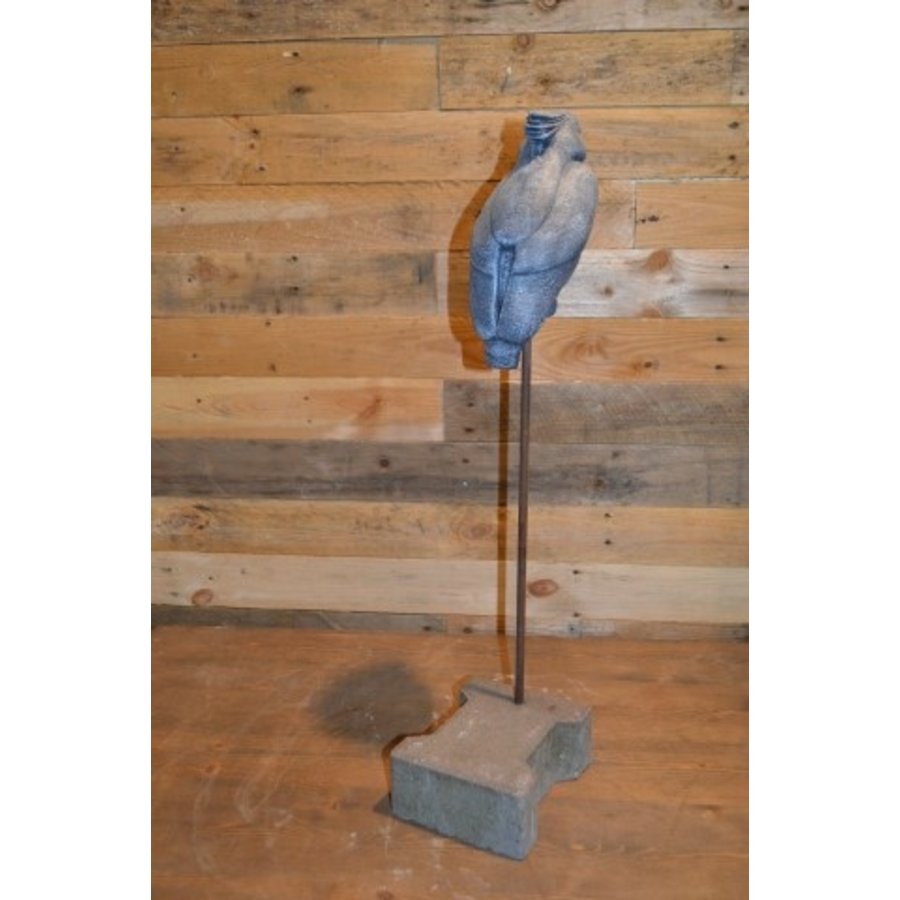Papegaai van beton op standaard – Decoratief tuinbeeld met stenen voet-3
