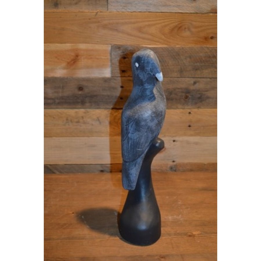 Betonnen vogel op standaard – decoratief tuinbeeld in stone kleur-3