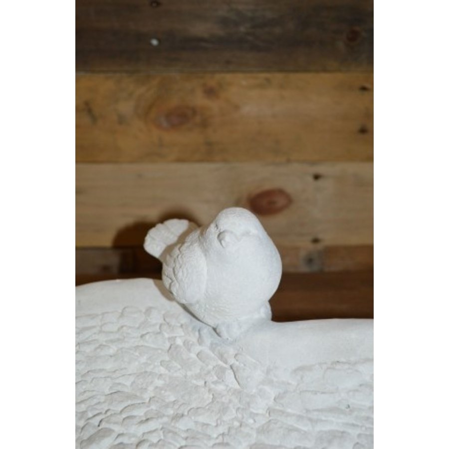 Betonnen hartvormige waterschaal met 2 vogeltjes – decoratie en vogelbadje-4