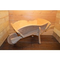thumb-Decoratieve kruiwagen van blank dennenhout voor tuin of speelplezier-1