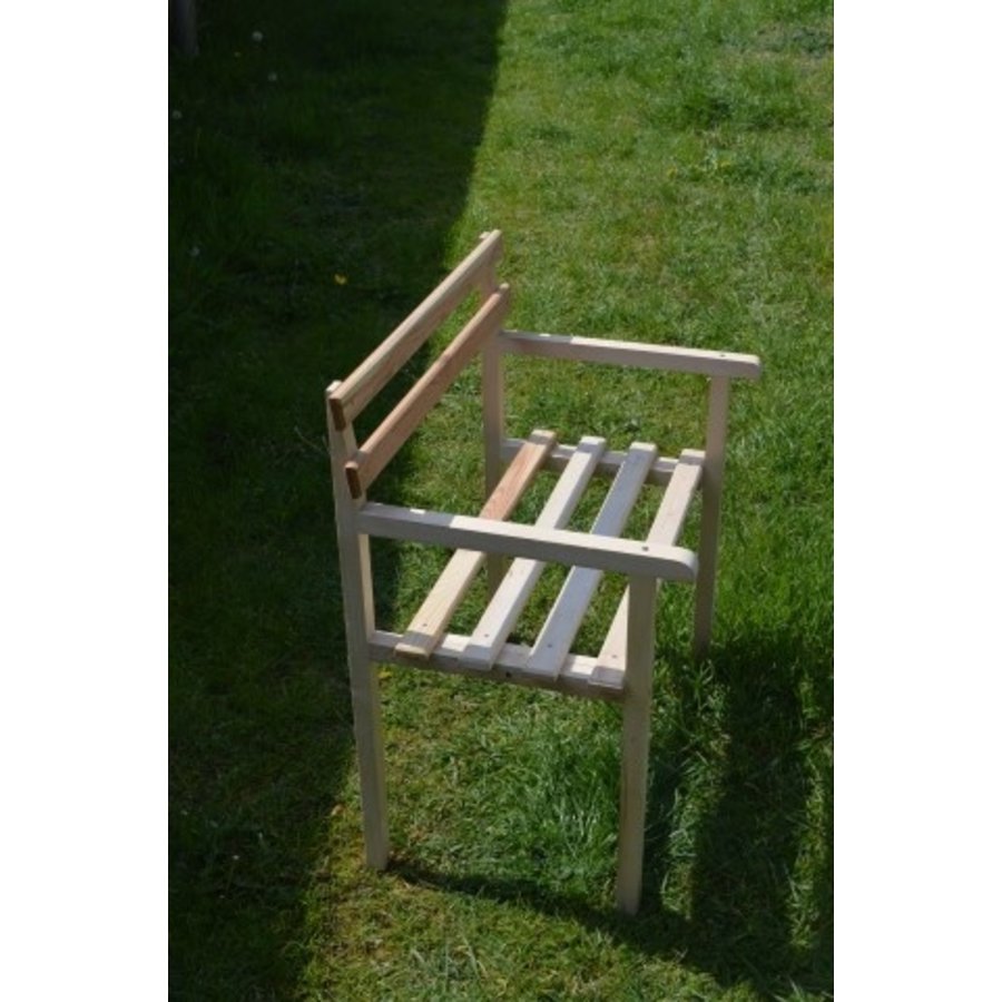 Poppenbankje van blank hout voor kinderkamer of decoratie binnen en buiten-2